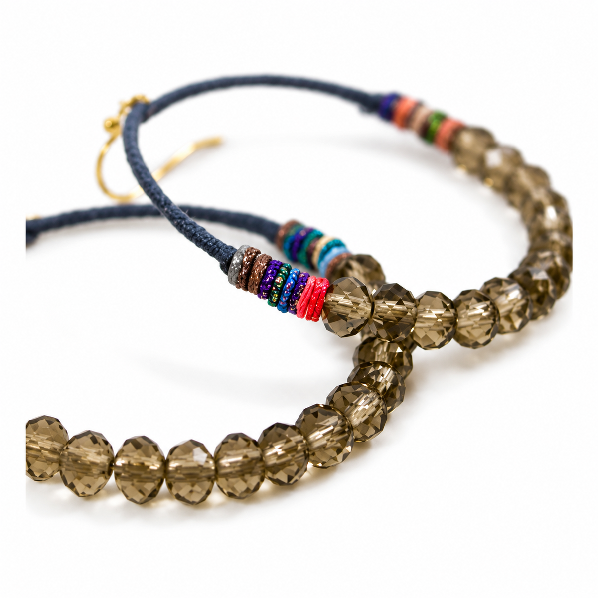 Crystal Beaded Hoop Earrings - E001-8