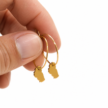 Load image into Gallery viewer, Small Delicate Gold Tahoe Charm Hoop Earrings - E9-201GS
