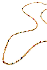 Gold and Rainbow Dots Delicate Chain Necklace -French Flair Collection-