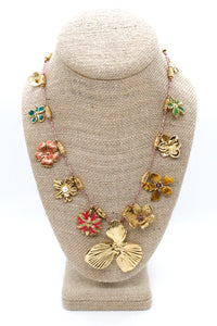 Summer Flower Charm Necklace with Enamel - N2-2566