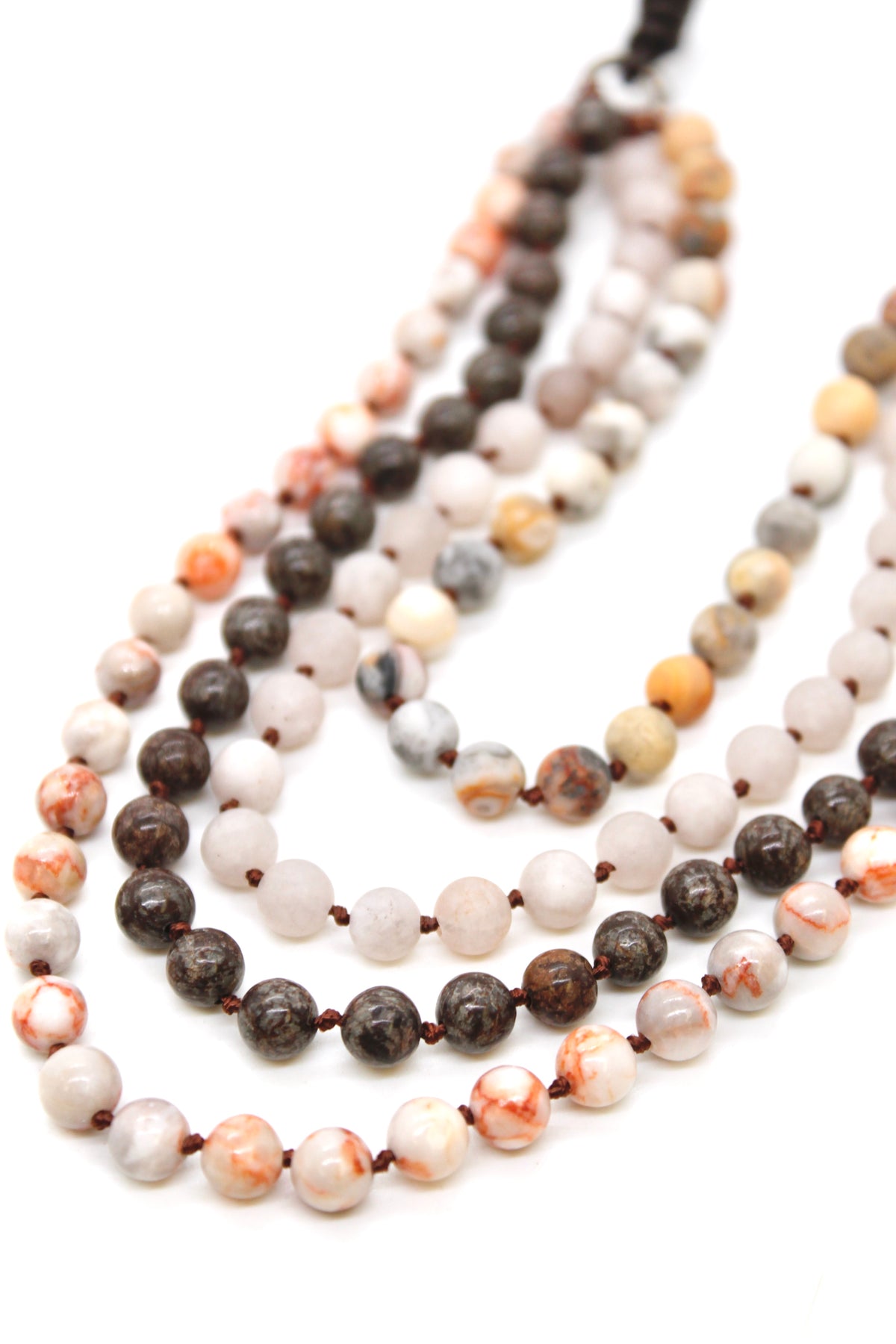 Semi Precious Stone Multi Strand Short Necklace - NLS-M46