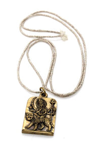 Buddha Necklace 14 - Reversible African Beads - One of a Kind -