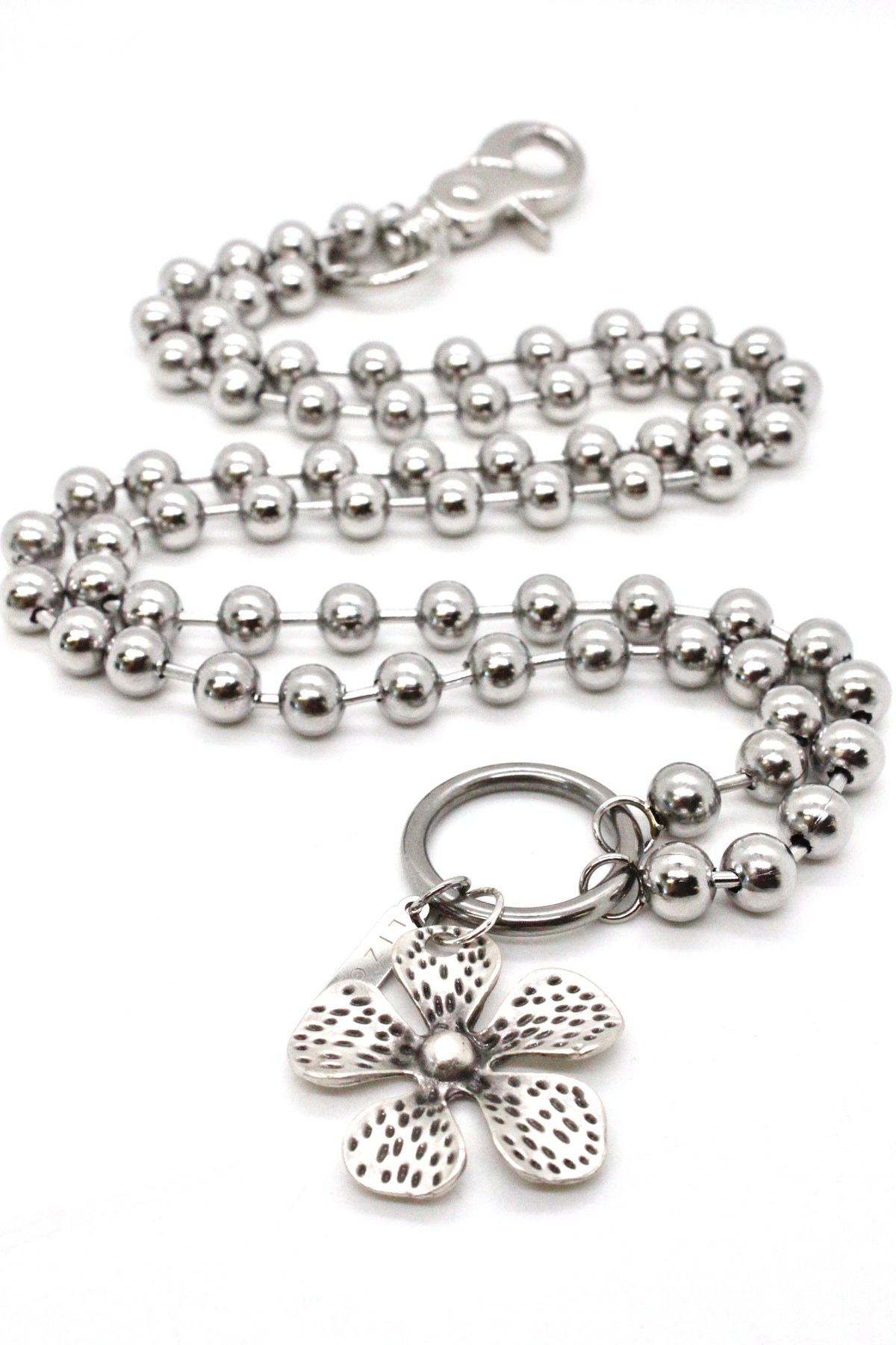 Dotted Flower Pendant Convertible Silver Chain Necklace