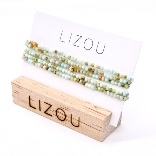Delicate Faceted Mini Semi Precious Stone Amazonite Beaded Necklace - N9-108