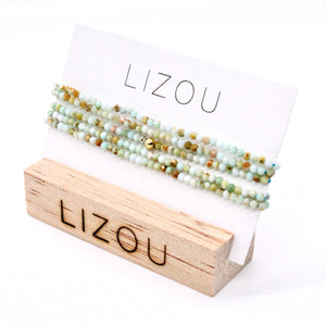 Delicate Faceted Mini Semi Precious Stone Amazonite Beaded Necklace - N9-108