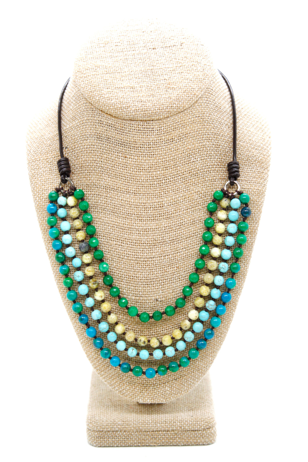 Semi Precious Stone Multi Strand Short Necklace  NLS-M44