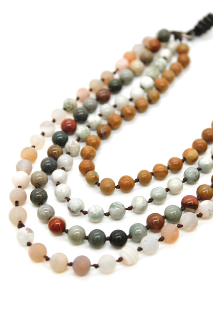 Semi Precious Stone Multi Strand Short Necklace - NLS-M40