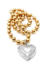 Load image into Gallery viewer, Single Gold Plate Ball Chain Necklace with Heart Locket N2-S063-1g -The Classics Collection-
