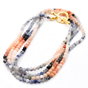 Delicate Faceted Mini Semi Precious Stone Mix Beaded Necklace - N9-005