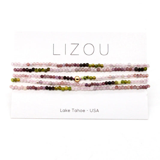 Delicate Faceted Mini Semi Precious Stone Mix Beaded Necklace - N9-010