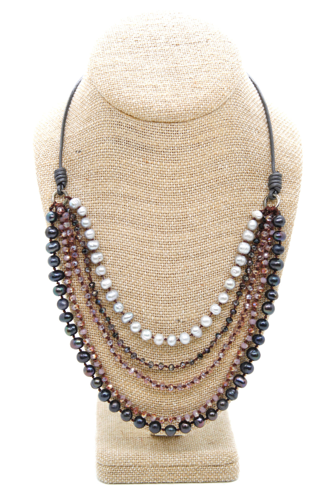 Semi Precious Stone Multi Strand Short Necklace - NLS-Dazzle