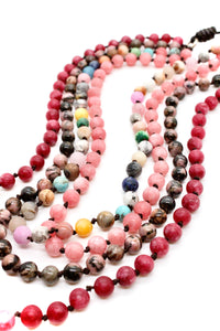 Large Semi Precious Stone Hand Knotted Long Necklace on Genuine Leather -Layers Collection- NLL-M29