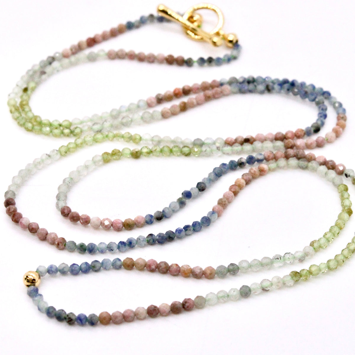 Delicate Faceted Mini Semi Precious Stone Mix Beaded Necklace - N9-006