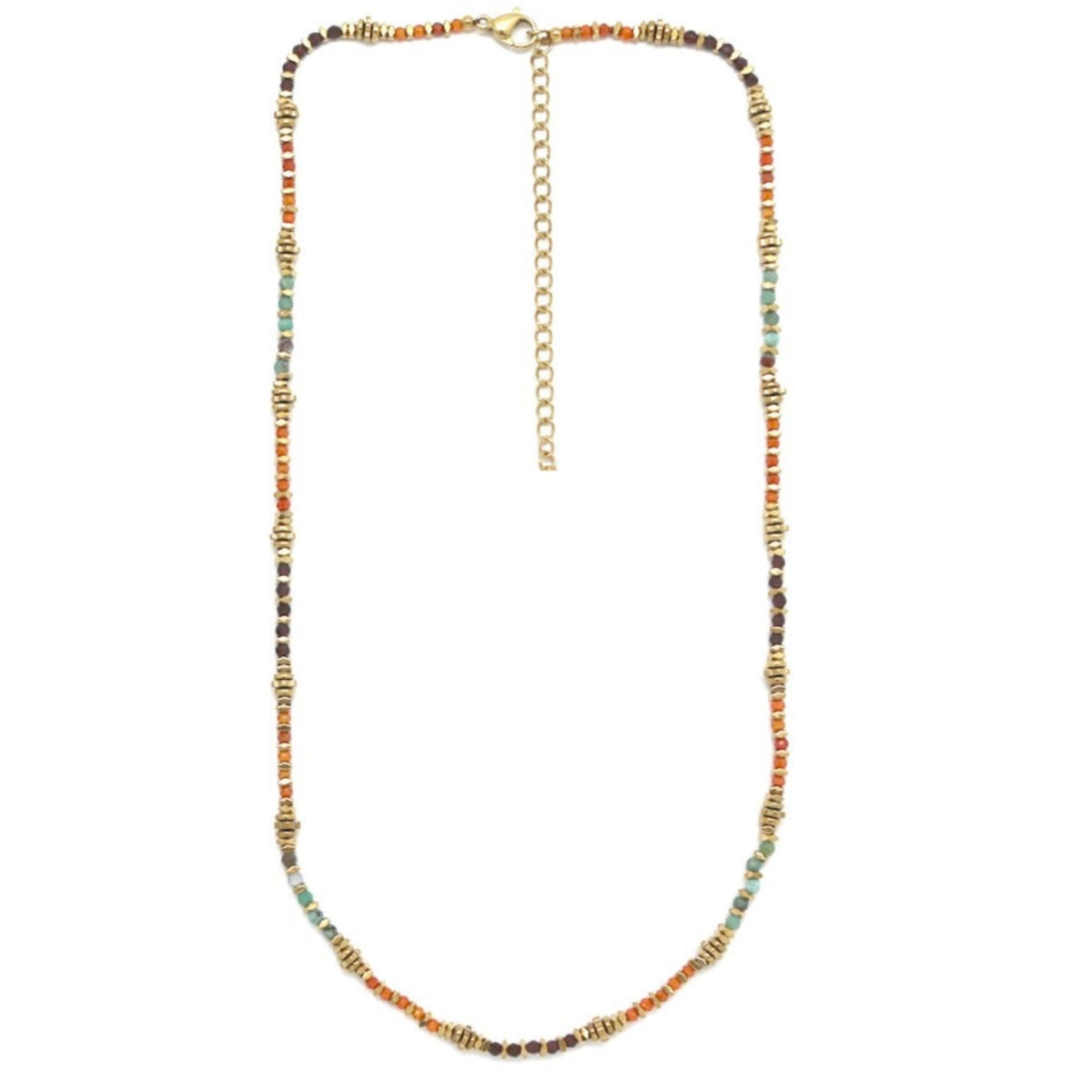 Semi Precious Stone Mix 24K Gold Plate Necklace -  N2-2695B