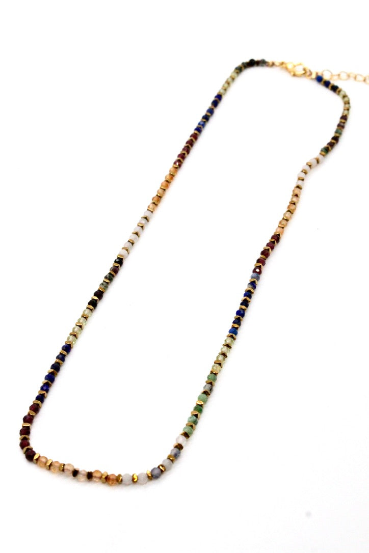 Semi Precious Stone Mix Delicate Necklace -Mini Collection- N3-134