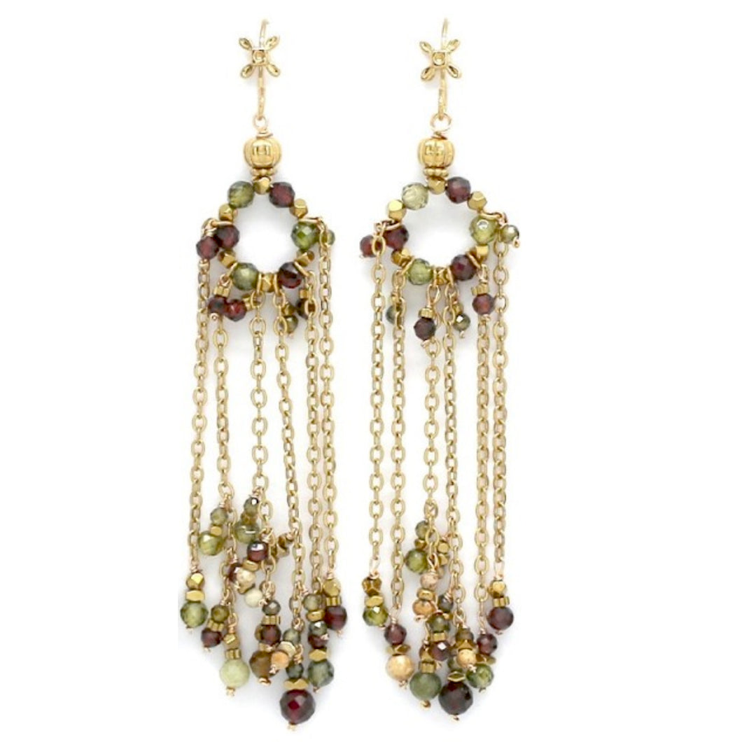 Delicate Mini Stone Fringe Earrings- E4-334B
