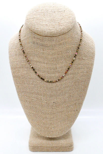 Mini Gold Nugget and Faceted Stone Single Strand Necklace - N2-2618
