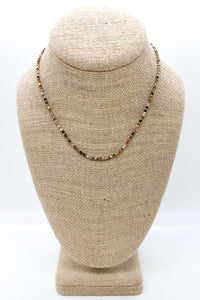 Mini Gold Nugget and Faceted Stone Single Strand Necklace - N2-2618