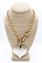 Load image into Gallery viewer, Large Hammered Heart Convertible Gold Chain Necklace
