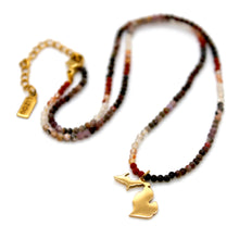 Load image into Gallery viewer, Michigan State Mini Stone Gold Charm Necklace
