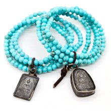 Load image into Gallery viewer, Turquoise and Small Buddha Charm Bracelet -Buddha Collection-
