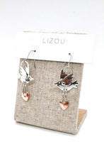 Load image into Gallery viewer, Bird Heart Dangle Earrings - E9-087
