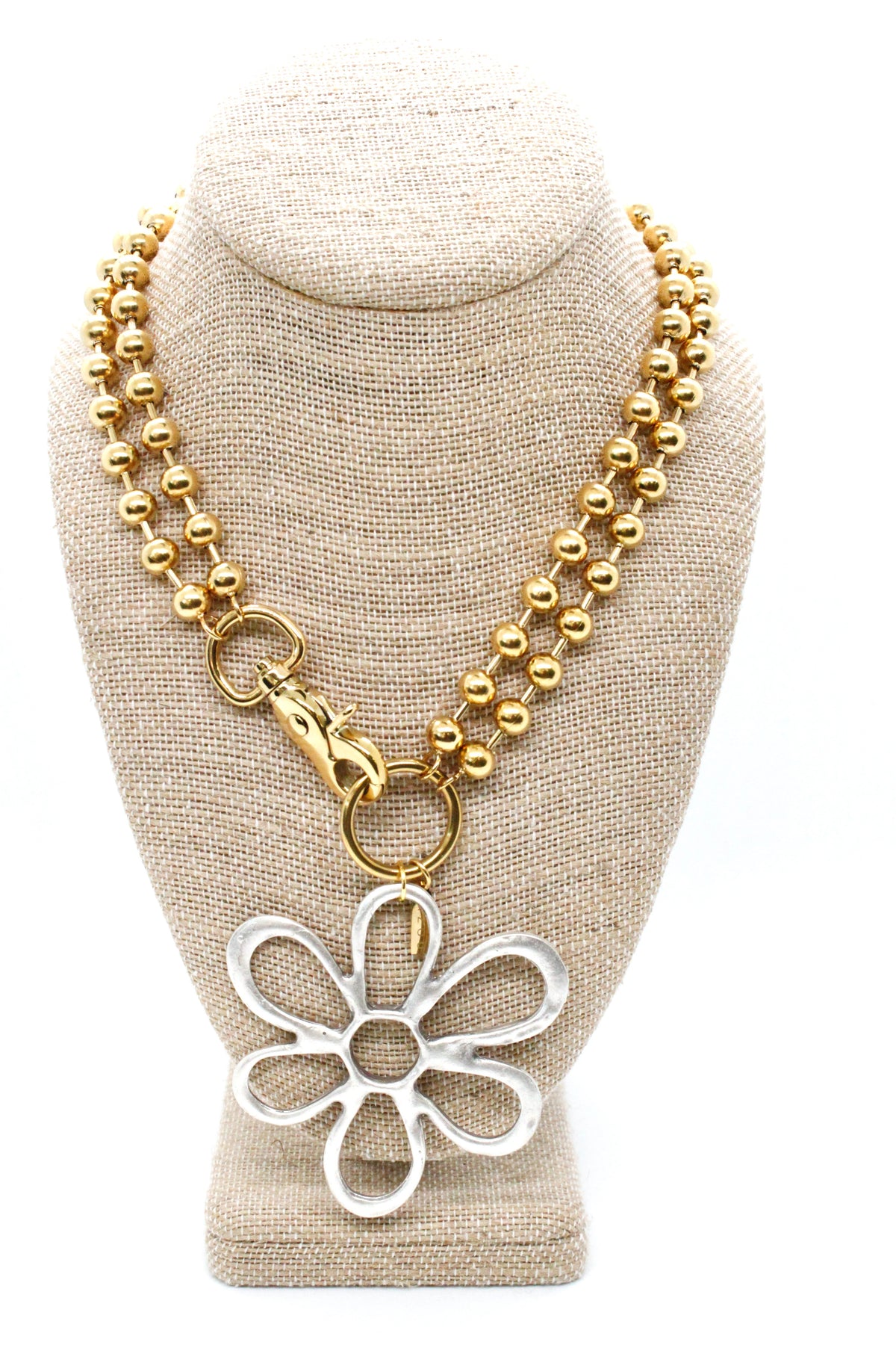 Flower Outline Pendant Convertible Gold Chain Necklace