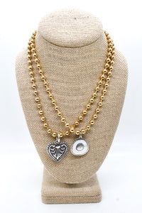 Single Gold Plate Ball Chain Necklace with Small Heart Charm N2-S229g -The Classics Collection-