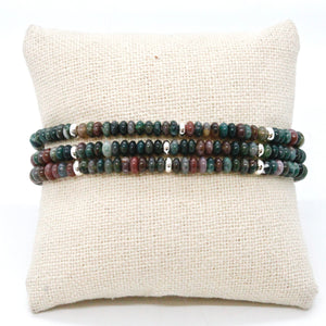 Indian Agate + Silver Bracelet Bundle