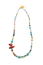 Load image into Gallery viewer, African Turquoise and Red Coral Stone Mix Necklace -French Flair Collection-
