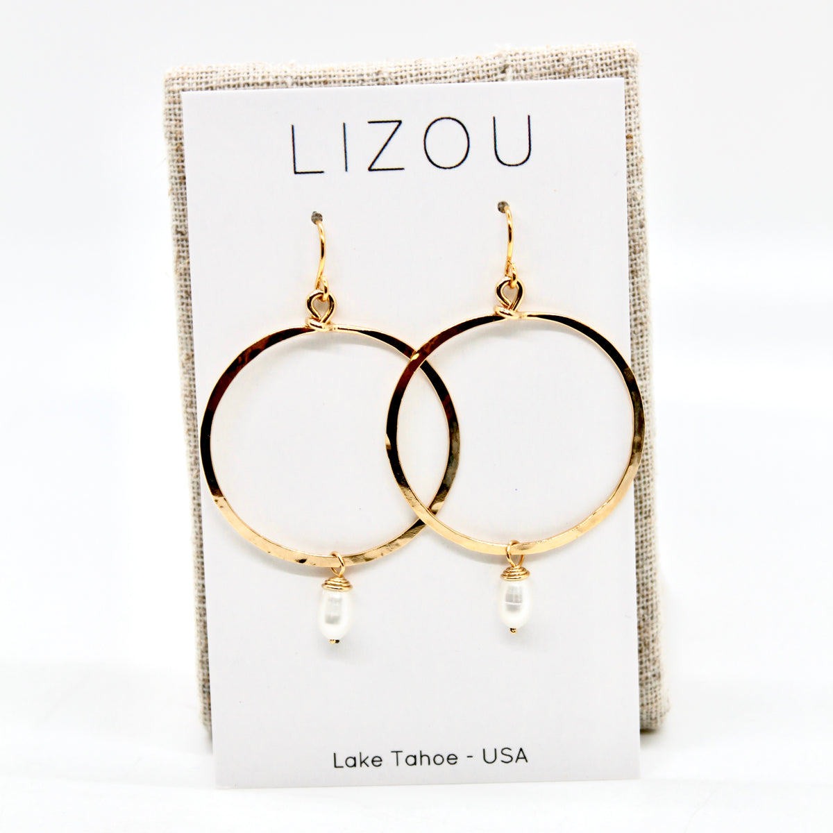 Freshwater Drop Gold Hoop Earrings - E1-003
