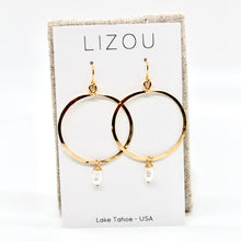Load image into Gallery viewer, Freshwater Drop Gold Hoop Earrings - E1-003
