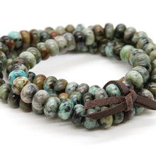 Load image into Gallery viewer, African Turquoise Rondelle Bead Three Strand Bracelet -BL-AF1

