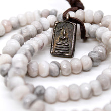 Load image into Gallery viewer, Faceted White Lace Jasper Buddha Charm Bracelet -Buddha Collection-
