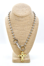 Load image into Gallery viewer, African Turquoise Cross Convertible Silver Chain Necklace
