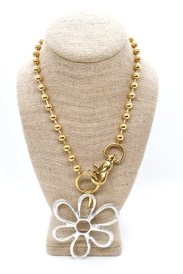 Flower Outline Pendant Convertible Gold Chain Necklace