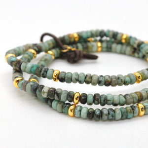 African Turquoise + Gold Bracelet Bundle