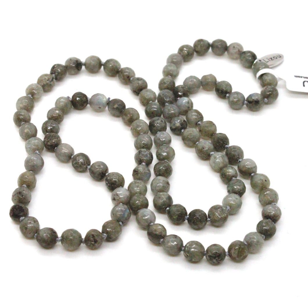 Hand Knotted Faceted Labradorite Bead Necklace - NL-LB