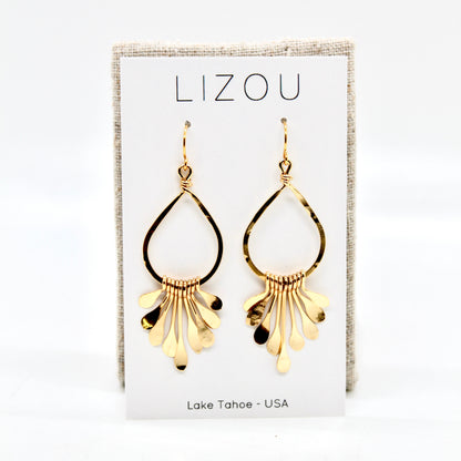 Gold Drop Fan Earrings - E1-001