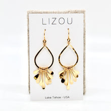 Load image into Gallery viewer, Gold Drop Fan Earrings - E1-001
