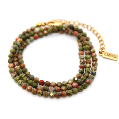 Short Unakite Stone Necklace - N9-200UN1
