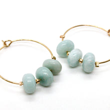 Load image into Gallery viewer, Stone and Gold Hoop Earrings E7-011 -Stone Collection-
