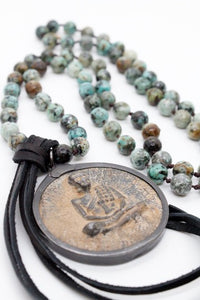 Buddha Necklace 80 - Large African Turquoise Buddha Necklace - One of a Kind -