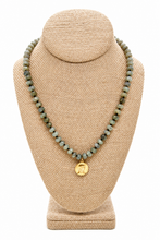 Load image into Gallery viewer, Faceted Labradorite Hand-knotted French Religious Medal Short Necklace - FMN11
