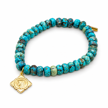 Load image into Gallery viewer, Stretch Labradorite Bracelet French Religious Medal - FMB12B
