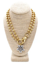 Load image into Gallery viewer, Antique Silver Flower Pendant Convertible Gold Chain Necklace
