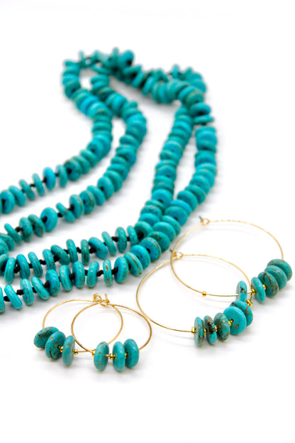 Delicate Turquoise Small Gold Hoop Earrings E7-014s