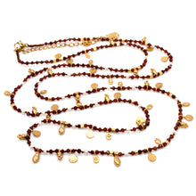 Load image into Gallery viewer, Brown Tourmaline and Pearl Gold Mini Coin Wrap Necklace - N2-2616D
