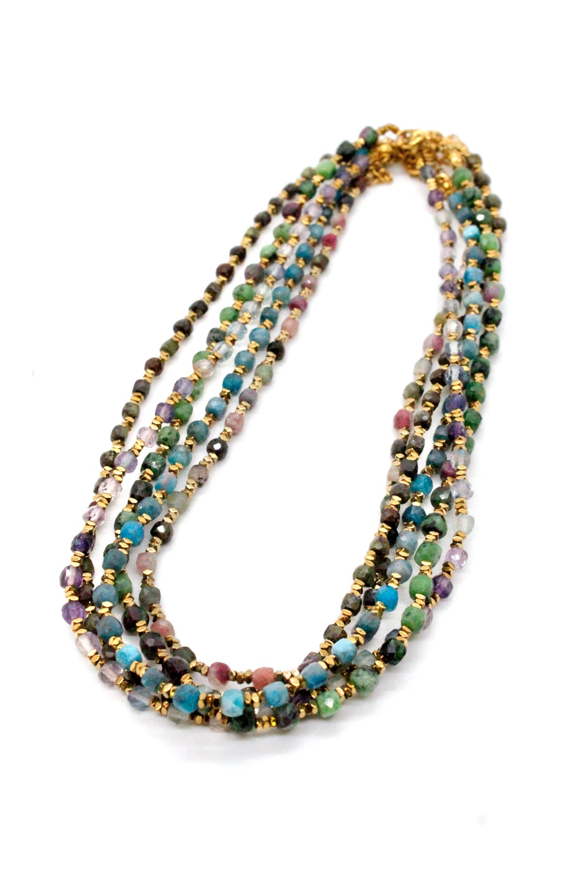 Simple Semi Precious Stone and 24K Gold Plate Necklace- N2-2389