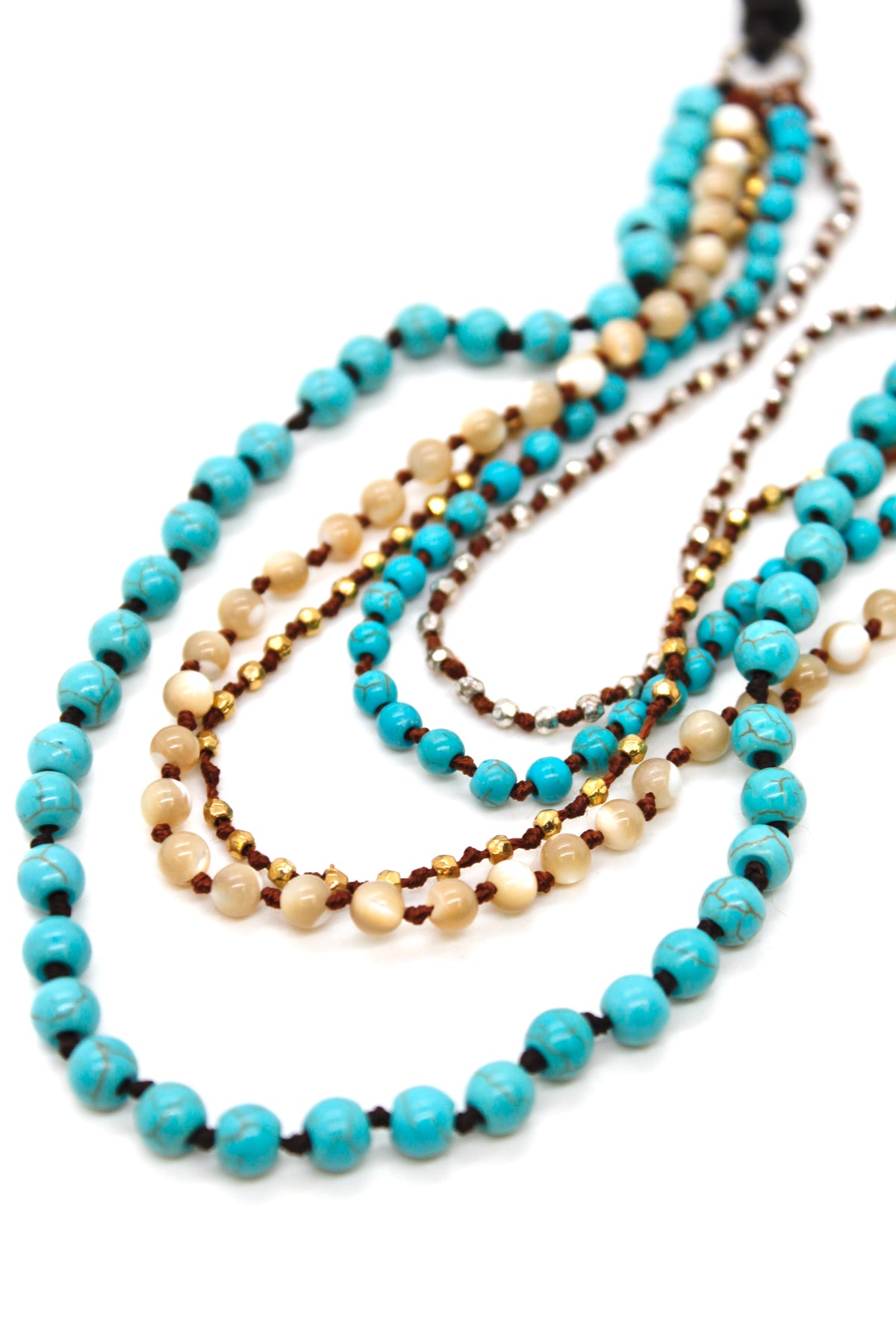 Semi Precious Stone Multi Strand Short Necklace - NLS-Eclipse